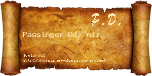 Passinger Döniz névjegykártya